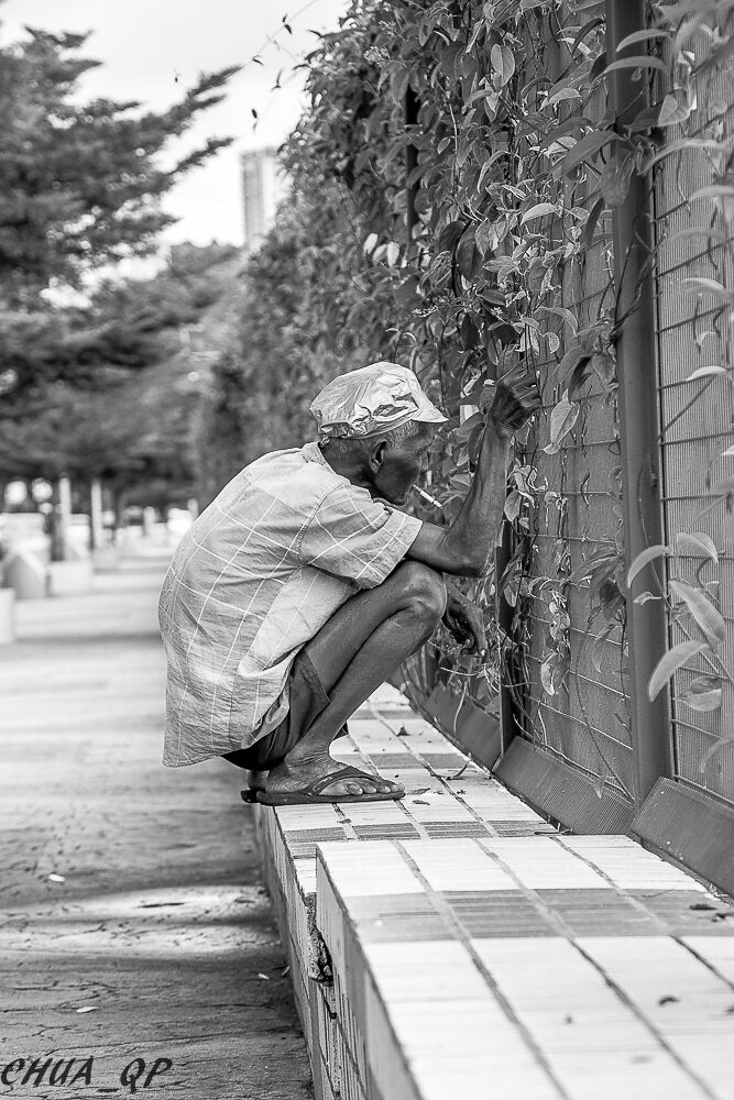 Black-and-white street photograph